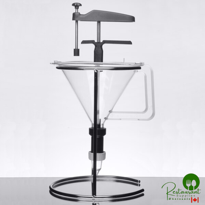 Matfer Bourgeat 116605 1.5 Qt. (48 oz.) Polycarbonate Portion Control Funnel with Chrome-Plated Wire Stand