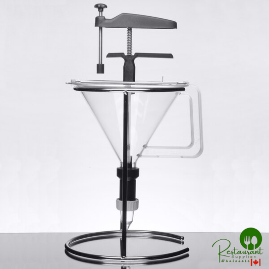 Matfer Bourgeat 116605 1.5 Qt. (48 oz.) Polycarbonate Portion Control Funnel with Chrome-Plated Wire Stand