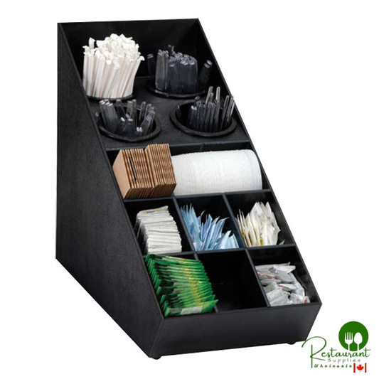Dispense-Rite Black Polystyrene 13-Section Countertop Flatware and Condiment Organizer SWCH-1BT