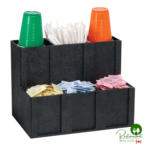 Dispense-Rite Black Polystyrene 6-Section Countertop Cup, Lid, Straw ...