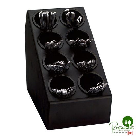 Dispense-Rite Black Polystyrene 8-Section Countertop Flatware / Condiment Organizer CTSH-8BT