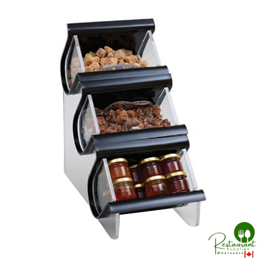 Rosseto EZO715 3 Compartment Black Acrylic Condiment EZ-Organizer