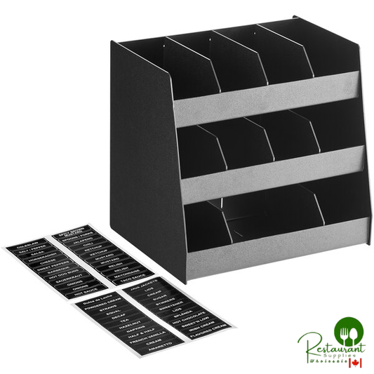 Black 11-Section Countertop Condiment Organizer - 16" x 12" x 15" By Prime