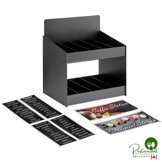 Black 10-Section Condiment Organizer with Header Decals and Removable Dividers By Prime