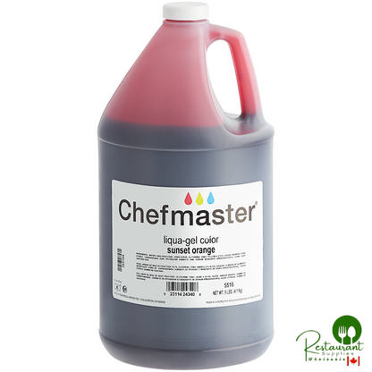 Chefmaster 1 Gallon Sunset Orange Liqua-Gel Food Coloring - 4/Case