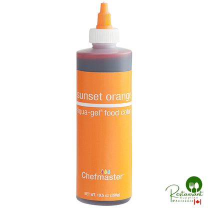 Chefmaster 10.5 oz. Sunset Orange Liqua-Gel Food Coloring - 12/Case