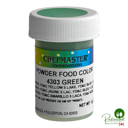 Chefmaster Green Dry Powder Food Color 3 Gram - 12/Case