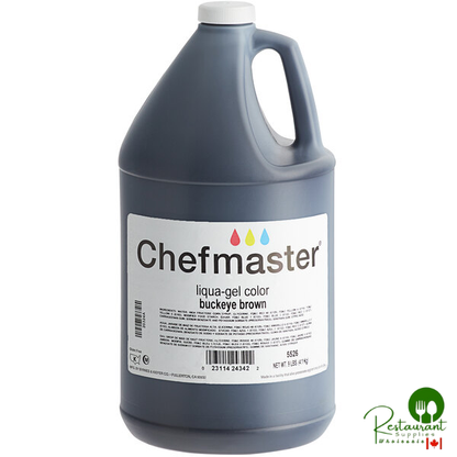Chefmaster 1 Gallon Buckeye Brown Liqua-Gel Food Coloring - 4/Case