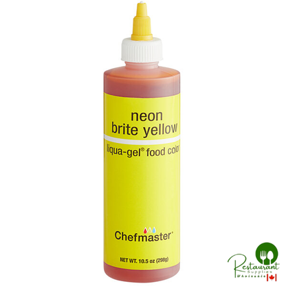 Chefmaster 10.5 oz. Neon Brite Yellow Liqua-Gel Food Coloring - 12/Case