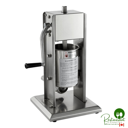SS-7V 7 lb. Stainless Steel Vertical Manual Sausage Stuffer with 5/8", 7/8", 1 1/4", and 1 1/2" Stainless Steel Funnels By Prime