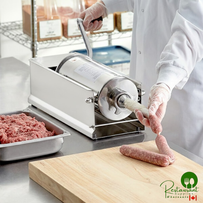 SSH-11V 11 lb. Stainless Steel Horizontal Manual Sausage Stuffer with 5/8", 7/8", 1 1/4", and 1 1/2" Stainless Steel Funnels By Prime