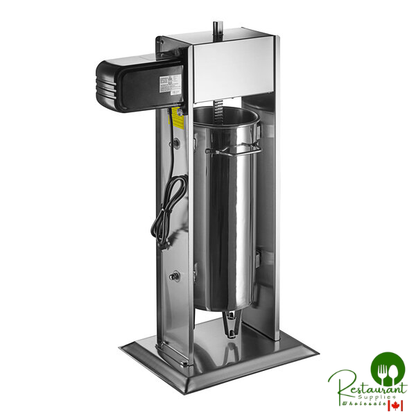 SS-30VKIT 30 lb. Stainless Steel Vertical Hybrid Electric / Manual Sausage Stuffer with 5/8", 7/8", 1 1/4", and 1 1/2" Stainless Steel Funnels By Prime - 120V