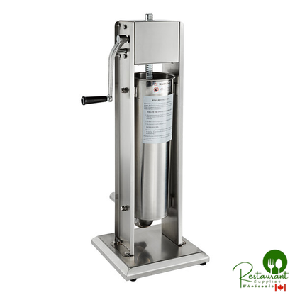 SS-15V 15 lb. Stainless Steel Vertical Manual Sausage Stuffer with 5/8", 7/8", 1 1/4", and 1 1/2" By PrimeStainless Steel Funnels