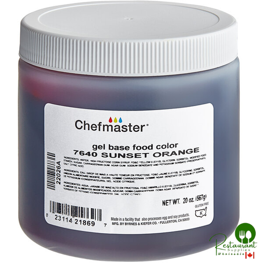 Chefmaster Sunset Orange Gel Food Coloring 20 oz. - 12/Case