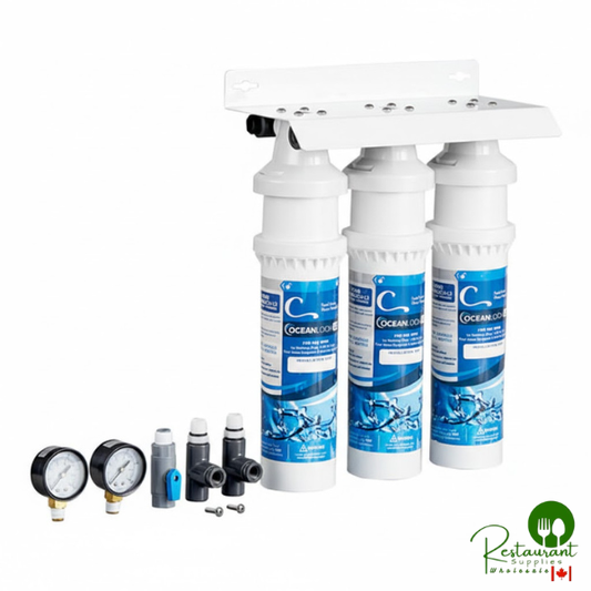Oceanloch+ L3 Triple Water Filtration System with Oceanloch+ L3 Cartridges, Inlet, and Outlet Pressure Gauges 1 Micron Rating and 5 GPM By Prime