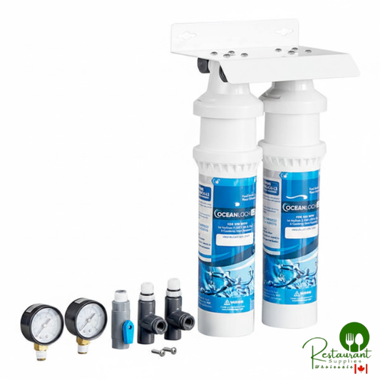 Oceanloch+ L2 Dual Water Filtration System with Oceanloch+ L2 Cartridges, Inlet, and Outlet Pressure Gauges 1 Micron Rating and 3.34 GPM By Prime
