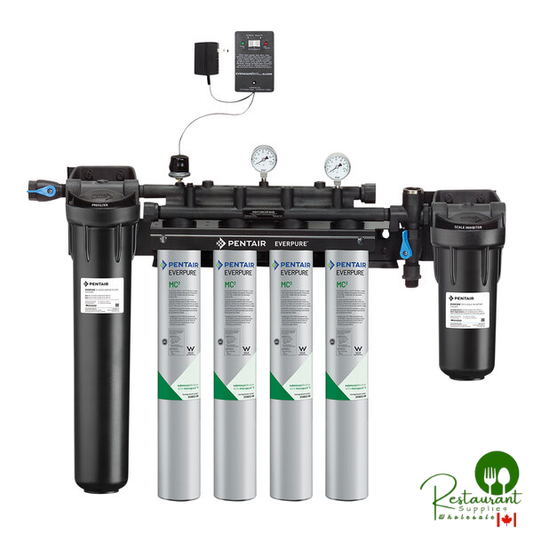 Everpure EV9437-11 High Flow CSR Quad-MC2 Water Filtration System with Pre-Filter and Low Pressure Alarm - .5 Micron and 6.7 GPM