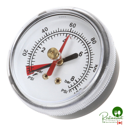 Everpure EV306818 Back-Mount 0-125 PSI Brass Water Pressure Gauge