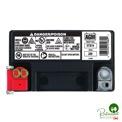 Duracell AGM Powersport Battery, Group Size ETX14