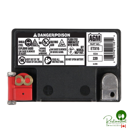 Duracell AGM Powersport Battery, Group Size ETX15