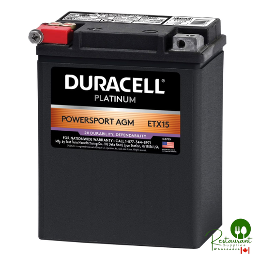 Duracell AGM Powersport Battery, Group Size ETX15