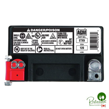 Duracell AGM Powersport Battery, Group Size ETX9