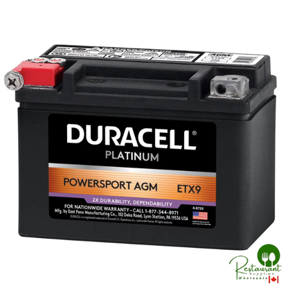 Duracell AGM Powersport Battery, Group Size ETX9