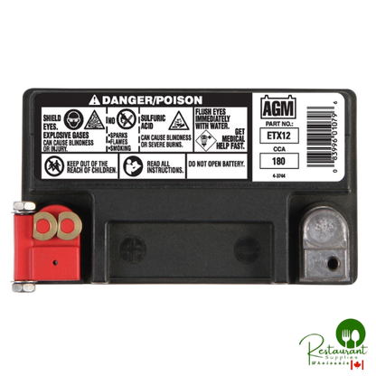 Duracell AGM Powersport Battery, Group Size ETX12