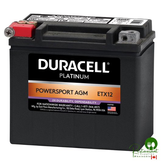 Duracell AGM Powersport Battery, Group Size ETX12