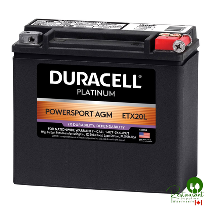 Duracell AGM Powersport Battery, Group Size ETX20L 310