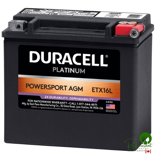 Duracell AGM Powersport Battery, Group Size ETX16L