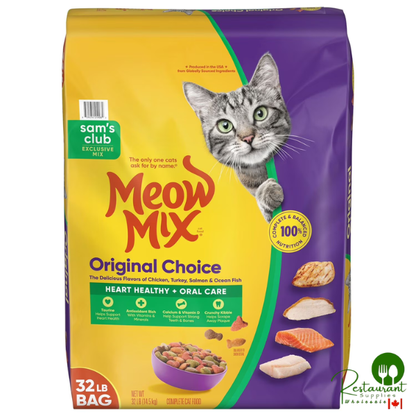 Meow Mix, Original Choice Flavor Adult Dry Cat Food, Heart Healthy & Oral Care Formula, 32 lbs.
