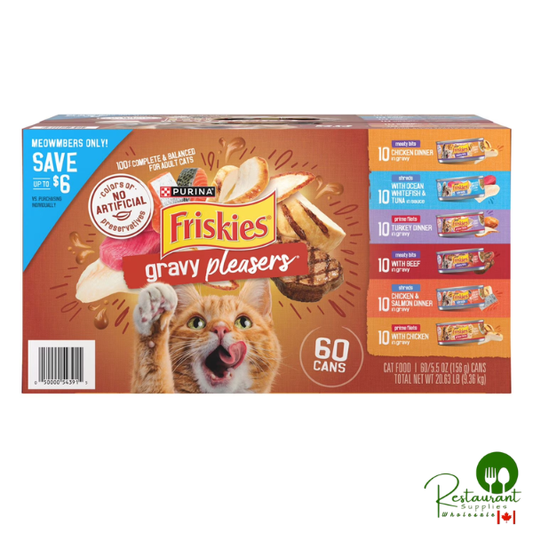 Purina Friskies Gravy Pleasers Variety Pack, Adult Wet Cat Food, 5.5 oz., 60 ct.