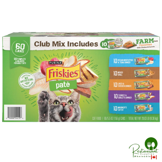 Purina Friskies Variety Pack, Adult Pate Wet Cat Food, 5.5 oz., 60 ct.