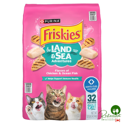 Friskies Land & Sea Adventures, Chickn and Ocean Fish Flavored, Adult Dry Cat Food, 32 lbs.