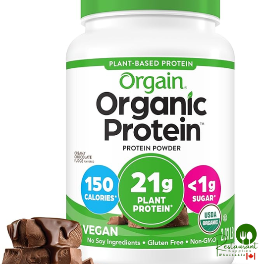 Orgain Organic Vegan Protein Powder, Creamy Chocolate Fudge - 21g Plant Protein, 6g Prebiotic Fiber, Low Net Carb, No Lactose Ingredients, No Added Sugar, Non-GMO, For Shakes & Smoothies, 2.03 lb