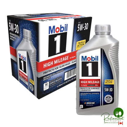 Mobil 1 5W-30 High Mileage Advanced Full Synthetic Motor Oil 6 pack, 1-quart bottles