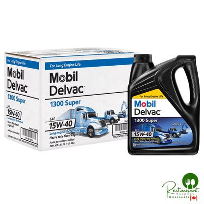Mobil Delvac 1300 Super Heavy Duty Premium Synthetic Blend Diesel Engine Oil 15W-40 4, 1-gallon bottles