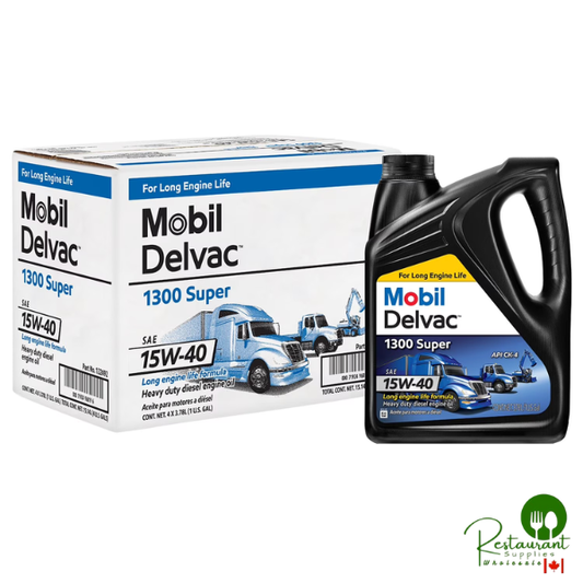 Mobil Delvac 1300 Super Heavy Duty Premium Synthetic Blend Diesel Engine Oil 15W-40 4, 1-gallon bottles