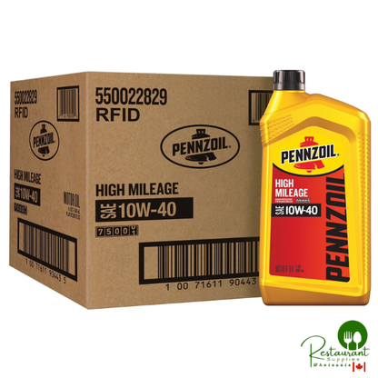Pennzoil High Mileage SAE 10W-40 Motor Oil 6-pack/1 quart bottles