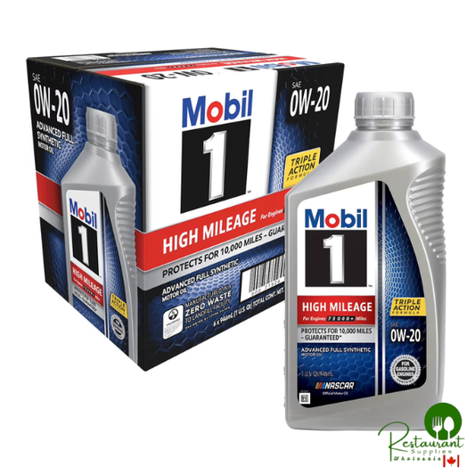 Mobil 1 High Mileage Full Synthetic Motor Oil 0W-20 6-Pack of 1 Quarts