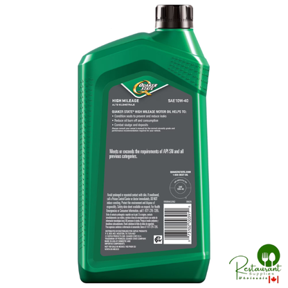 Quaker State High Mileage SAE 10W-40 Motor Oil 6-pack/1 quart bottles