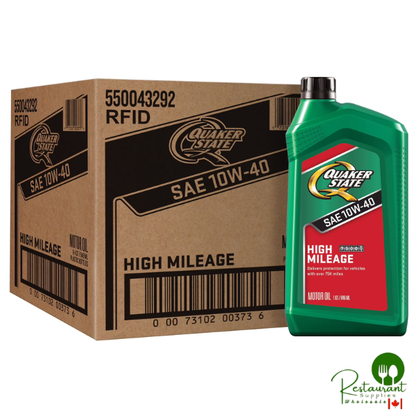 Quaker State High Mileage SAE 10W-40 Motor Oil 6-pack/1 quart bottles