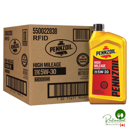 Pennzoil High Mileage Motor Oil 5w30 6-pack/1 quart bottles