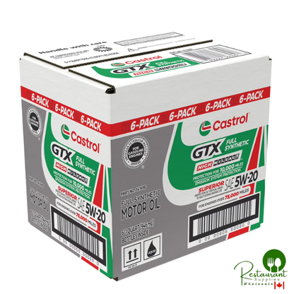 Castrol GTX Full Synthetic High Mileage Motor Oil 5W-20, 6 pack, 1 US qt bottles