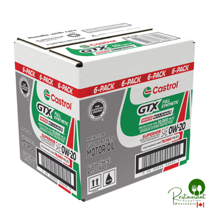 Castrol GTX Full Synthetic High Mileage Motor Oil 0W-20, 6 pack, 1 US qt bottles