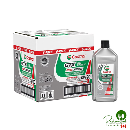 Castrol GTX Full Synthetic High Mileage Motor Oil 0W-20, 6 pack, 1 US qt bottles