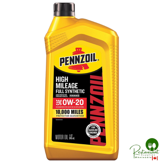 Pennzoil High Mileage Full Synthetic 0W-20 Gasoline Engine Oil, 6*1 Quart