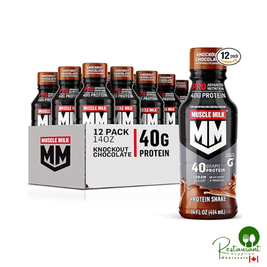 Muscle Milk Pro Advanced Nutrition Protein Shake, Knockout Chocolate, 14 Fl Oz Bottle, 12 Pack