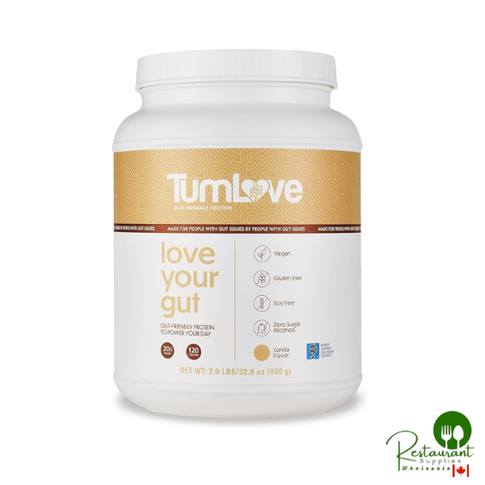 TumLove vegan Protein Powder 1.60lbs - Low FODMAP Certified, Gluten-Free, Dairy-Free, Soy-Free, 100% Gut-Friendly & Non-Bloating, Vanilla (25 Servings)